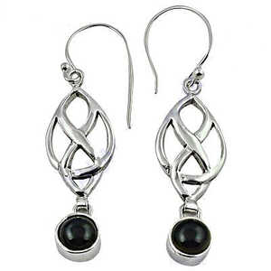 925 Sterling Silver Trendy Celtic Knot Stud <b>Earrings</b> with <b>Black</b> Onyx Diamond Ruby Pearl <b>for</b> Wedding Engagement or Party" - Product Image 3