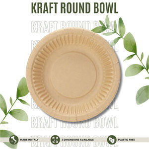 Fabriqué en Italie Bol en carton kraft rond jetable écologique personnalisable de différentes tailles prêt à expédier - Product Image 2