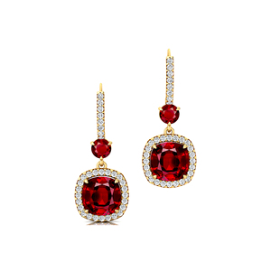 Nueva llegada Natural Ruby July Birthstone Piedra preciosa y diamantes reales Pendientes colgantes en oro sólido de 18K Pendientes nupciales para mujer - Product Image 4
