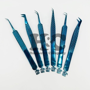 Pince à épiler en acier inoxydable avec pointe pointue au plasma bleu durable avec vison Logo privé - Product Image 3