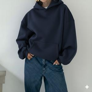 Hoodie oversize pour femme, style streetwear, haut décontracté d'hiver, coupe ample, mode urbaine, en fibre de bambou, logo frontal, confortable pour le quotidien - Product Image 3