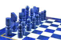 Jeu d'échecs Lapis en marbre de luxe de haute qualité, fabriqué à la main, conception personnalisée en gros, jeu d'échecs décoratif en pierre Lapis en marbre