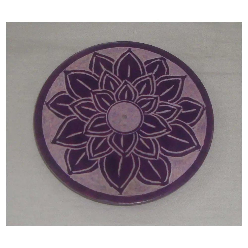 Forma redonda de esteatita pura con diseño de talla de flores hecho a mano disponible a bajo precio para artículos decorativos caseros
