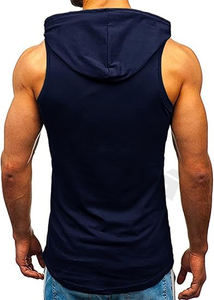 Meilleure vente hommes 100% coton Muscle débardeur sweat à capuche zippé Gym Singlet Cut sans manches Fitness porter tricoté pour la musculation - Product Image 2