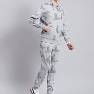 Vente en gros de survêtements pour hommes 100% coton de haute qualité vêtements de sport d'hiver logo personnalisé course à pied fitness jogging deux pièces costume 2025 - Product Image 2