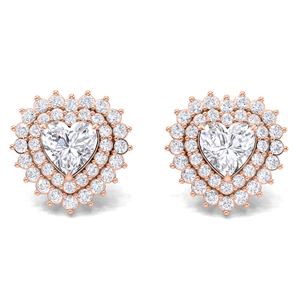 IGI Certified Lab Grown Diamond Heart Cut Halo Stud <b>Earrings</b> 9KT Yellow / White / Rose Gold Teardrop Diamond Cluster <b>Earrings</b> - Product Image 5