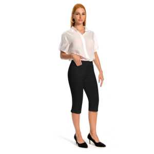 Super Stretch Casual <b>Work</b> Capris Dressy Pull-On Trousers with Pencil Silhouette Spandex/Nylon - Product Image 5