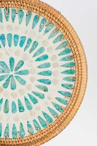 Design chaud 100% plateau rond en rotin en céramique naturelle plateau de service écologique tissé à la main de haute qualité du Vietnam King Craft - Product Image 2