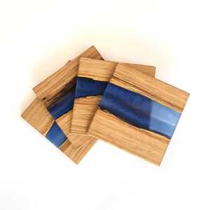 Posavasos de madera y resina hechos a mano de estilo clásico Tapetes y almohadillas elegantes de mesa únicos - Product Image 3