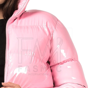 แจ็กเก็ตตัวสั้นซิปหน้าเข้ารูปเสื้อแจ็กเก็ตตัวสั้นแขนยาวสำหรับทำเป็นแพทช์ตามสั่งสำหรับผู้หญิง - Product Image 5