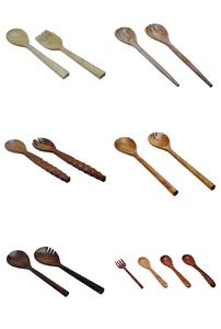 ชุดช้อนสลัดไม้มะม่วง/ไม้กระถินเทศ วินเทจ เป็นมิตรกับสิ่งแวดล้อม ผลิตในอินเดีย พร้อมด้ามจับเรซิ่น สำหรับใช้เป็นช้อนส้อมและของแจก - Product Image 6