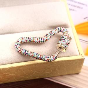 Collier en argent sterling 925 avec pendentif en forme de cœur, fermoir mousqueton, charmes multicolores en CZ, collier tendance, fabrication directe - Product Image 6