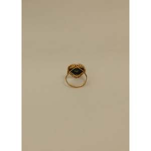 Vintage 14k <b>Black</b> Heart Diamond <b>Ring</b> Solid Gold with Geometric Pattern Rhodium Plated IGI Certified for Gift or Promise - Product Image 4