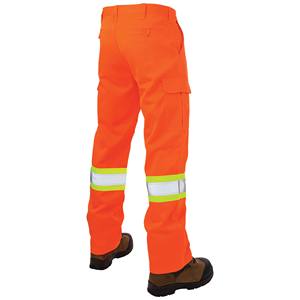 New Safety Work <b>Reflective</b> Polyester Pants Orange Color Multi-Pocket <b>Reflective</b> <b>Tapes</b> Elastic Waist Men's Cargo Pants ANSI Class - Product Image 5