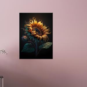 ภาพพิมพ์บนผ้าใบลายดอกทานตะวันสมัยใหม่ - ของขวัญตกแต่งห้องครัวสไตล์พฤกษศาสตร์สุดหรูหรา ห่อหุ้มอย่างดี - Product Image 1