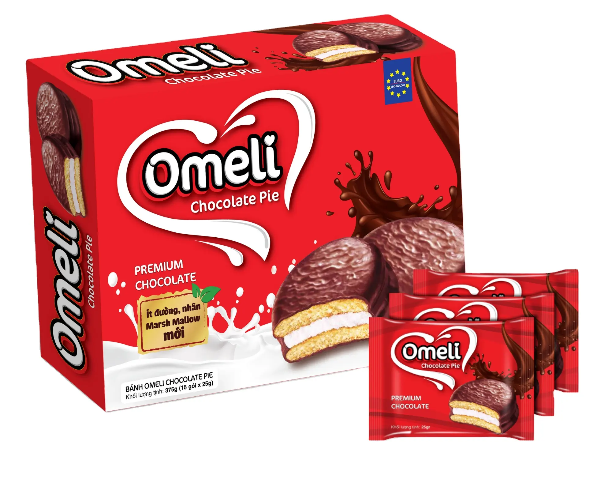 Wholesale Marshmallow Chocolate Pie/ Chocopie Premium Quality Omeli Brand - 300g, Original Flavour, Vietnam Exporter