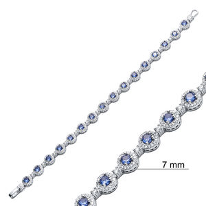 Sparkle <b>Tanzanite</b> CZ Round Tennis <b>Bracelet</b> 925 Silver Fine Jewelry Handcrafted Turkish Wholesale - Product Image 2