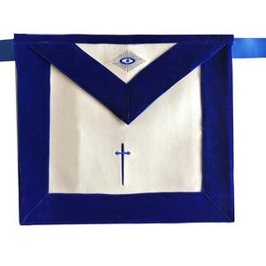Delantal Master Mason Blue Lodge con delantal y accesorios de masones masónicos cuadrados de la más alta calidad, oro de Terciopelo Azul Marino - Product Image 1