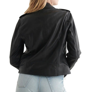 Chaqueta de Motociclista de Cuero Genuino para Mujer, Estilo Urbano, Impermeable, Cortavientos, Manga Larga, con Bolsillos con Cremallera, la Más Vendida, Talla XS - Product Image 4
