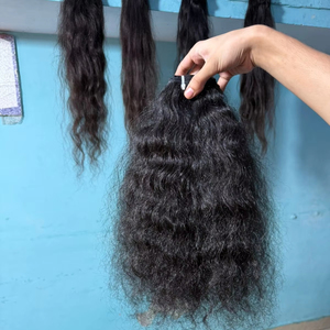 Extensiones de cabello humano de templo indio rizado crudo Natural del 100 por ciento Sin productos químicos Sin vapor Cabello humano suave Virgen sin procesar - Product Image 1