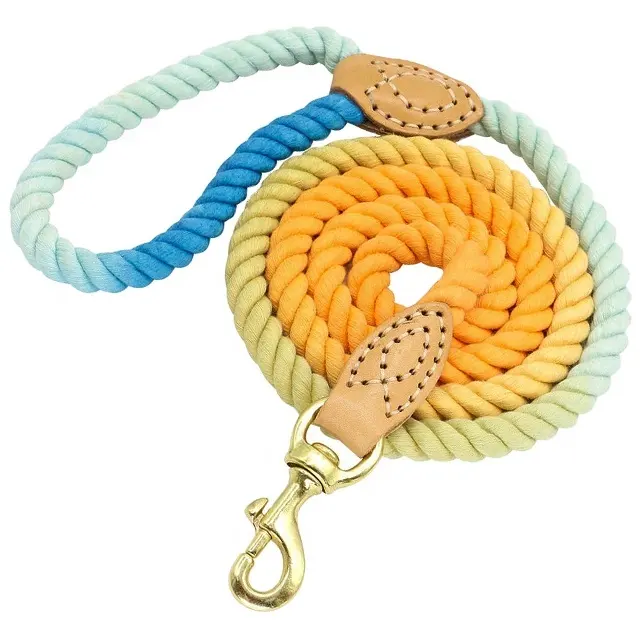Tali anjing tali katun tali hewan peliharaan warna-warni personalisasi kustom kualitas Premium produsen grosir harga terbaik