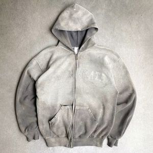 Sweats à capuche zippés en coton avec logo personnalisé Streetwear à capuche lourd veste zippée pour hommes - Product Image 2