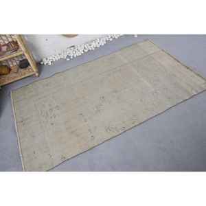 Alfombra de retazos de lana Beige Vintage clásica 3,7 'X 6,4 'patrón de pasillo rectangular hecho a mano para sala de estar para adolescentes látex con respaldo - Product Image 2