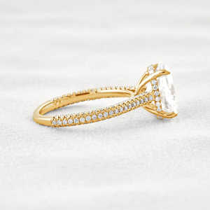 Anillo de compromiso de moissanita de corte ovalado de plata 925 Juego de pavé Style33 - Product Image 6