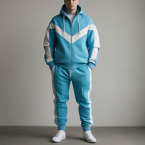 Survêtement surdimensionné à fermeture éclair pour hommes OEM ensemble de pantalons de survêtement à capuche à fermeture éclair pour hommes couleur unie survêtement à fermeture éclair pour hommes - Product Image 1