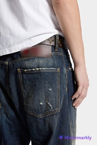 Jean droit 100% coton délavé à l'acide pour hommes, respirant, lavable, fermeture à glissière, boutons pour l'été, l'automne, le printemps et l'hiver - Product Image 4