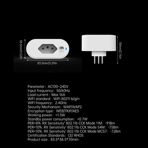SIXWGH Prise Intelligente Matter Norme <span class=keywords><strong>Br</strong></span>ésilienne Type N 16A Prise WiFi Compatible avec Alexa Google Homekit - Product Image 3