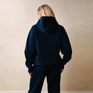 Conjunto de chándal de lana de lujo para mujer, Sudadera con capucha de alta calidad y pantalones de Jogger para ropa deportiva de salón informal, patrón sólido para invierno - Product Image 5