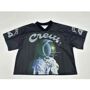 เสื้อยืดฟุตบอลแฟชั่นสตรีทโอเวอร์ไซส์สั่งทำขายส่ง เสื้อเจอร์ซีย์ฟุตบอลทรงบ็อกซี่ผ้าตาข่ายสำหรับผู้ชาย เสื้อยืดทรงบ็อกซี่ผู้ชาย 2025 - Product Image 4