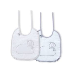 Juego de 2 baberos para 0-12 meses, material de algodón blanco/gris - Product Image 1