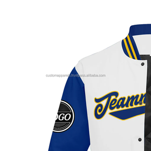 Veste universitaire de qualité supérieure personnalisée avec col montant Combo laine-cuir MCACVJ-67 broderie Logo avant Position - Product Image 5