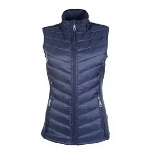 Women's Navy Comfortable Quilted Puffer Vest <b>Lightweight</b> Zip Front Polyester/Nylon High Quality Outerwear for Equestrian Use - Product Image 1