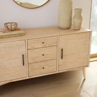 Buffet en bois couleur naturelle style Mid-Century Modern pour salon, maison, hôtel, appartement, bureau, salle de bain, supermarché, villa