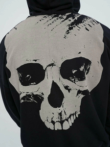 Sudadera con Capucha y Cremallera para Hombre, Diseño de Calaveras, Estilo Urbano, Estampado, Gruesa, Otoño, Personalizable al por Mayor - Product Image 4