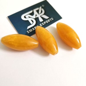 Perles ovales en résine ambre brillante lisse pour collier de bijoux faits à la main et accessoires de perles de bricolage artisanal - Product Image 3