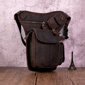 ALW 2025 Paquete de cintura de cuero de grano completo personalizado Muslo Drop Pierna Bolsa Equipo de motocicleta vintage de alta calidad para hombres Mujeres OEM ODM - Product Image 3