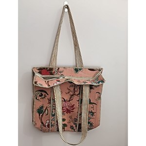 กระเป๋าสะพายไหล่ลายควิลท์ผ้าฝ้ายสำหรับผู้หญิง, กระเป๋าสะพายไหล่สไตล์โบฮีเมียนลายควิลท์ - Product Image 6