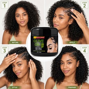 Cire coiffante professionnelle à l'huile d'olive 300g – Fixation forte non grasse pour cheveux texturés – Logo personnalisé - Product Image 6