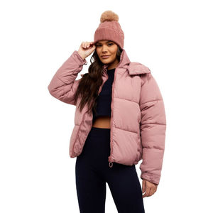 Veste matelassée en nylon respirant de haute qualité, couleur rose clair, col à capuche, manches longues, pour femme, pour garder au chaud, 2026 - Product Image 1