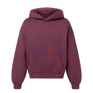 Sweat à capuche en coton pour homme, poids lourd, surdimensionné, logo brodé personnalisé, tissu français épais, teinture unie pour l'hiver - Product Image 1