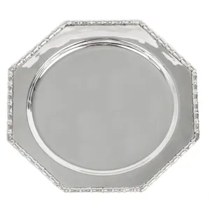 Assiettes de présentation en acier inoxydable plaqué argent pour mariage ensemble d'assiettes de vaisselle en gros assiette de chargeur coupe étoile plateau de service - Product Image 1