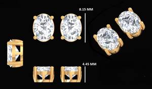 Boucles d'oreilles ovales en diamant cultivé en laboratoire de 2,65 ct pour femmes, boucles d'oreilles à visser en diamant, bijoux en or jaune massif 14 carats - Product Image 6