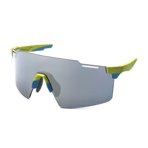 Hot Selling Mountain Bike Cycling Running Sports Glasses Shades Blue Rimless Men's Sports Bicycle Sunglasses