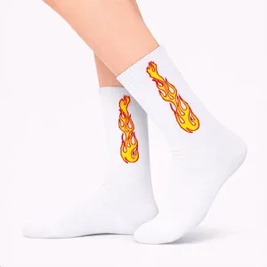 <b>White</b> Flame Patterned Colorful <b>Socks</b> for Boys Breathable Knitted Animal Character Prints Custom Light One Fits Daily Use Summer - Product Image 2