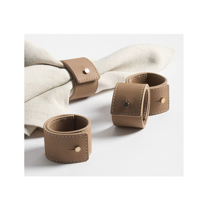 leather Wedding <b>Table</b> Napkin Ring Home Decor Leather Napkin Holder Napkin Band Rings <b>Table</b> Decorative brown color - Product Image 3