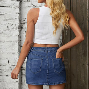 Jupe en jean tendance, coutures de haute qualité, jupe en jean confortable à porter, jupe en jean au look moderne - Product Image 6